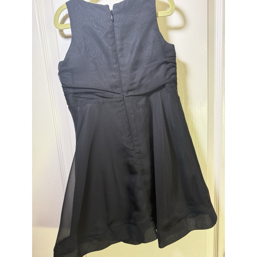 ABS Kids Girls Size 7 Black Chiffon Party Dress Bow Waist Sleeveless Special Occ - Picture 12 of 13
